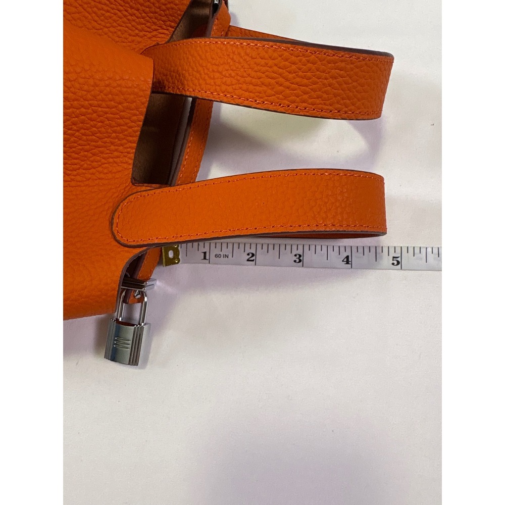 Tiffany & Fred Paris Bucket Bag Small Orange Leather Quiet Luxury Bold Old Money - Picture 5 of 14